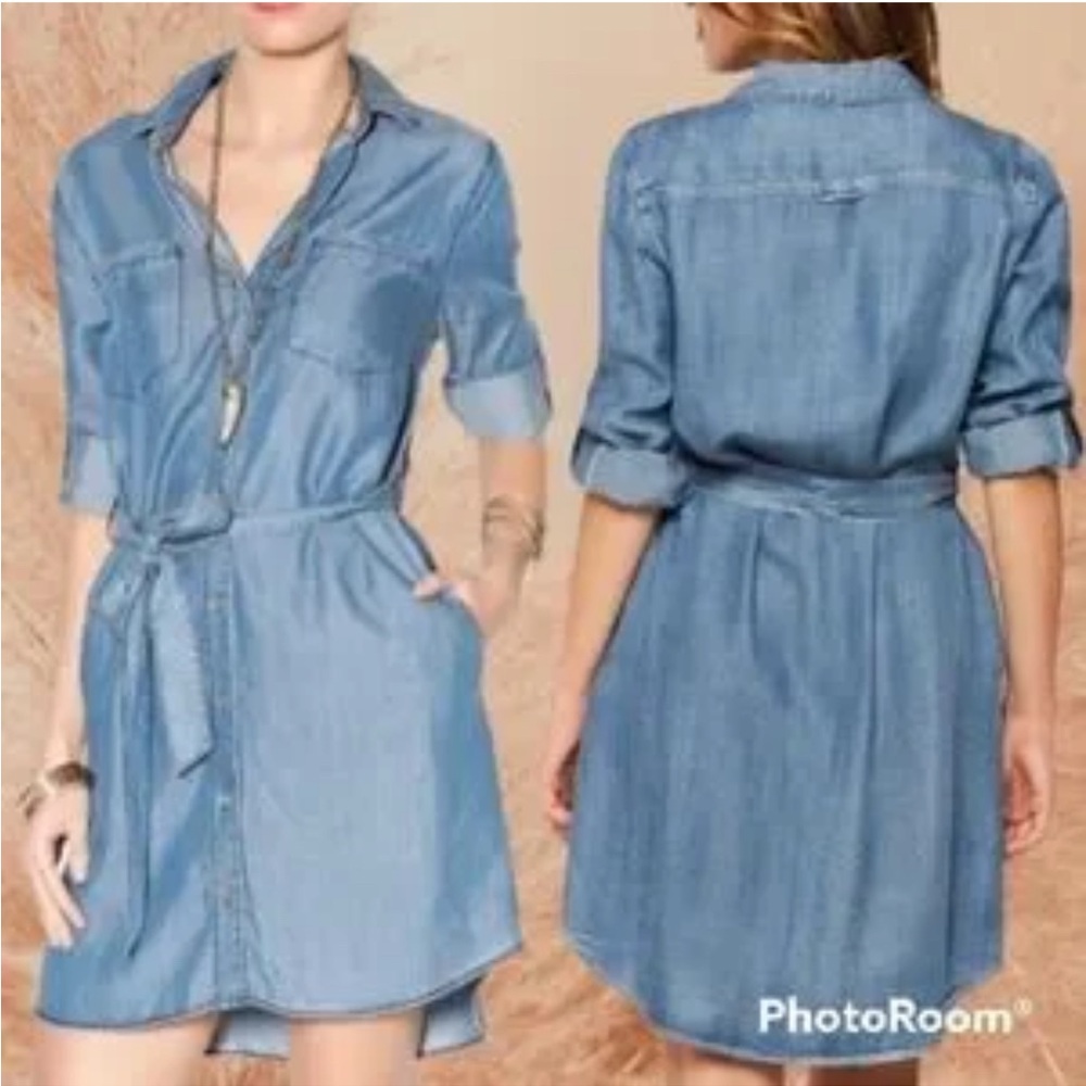 Velvet Heart Blue Buttoned Tie Front Mini Dress Size Small